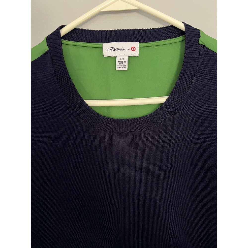 3.1 Phillip Lim for Target Sweater‎ Womens Large Navy Green Mixed Media Pullover - Picture 2 of 14